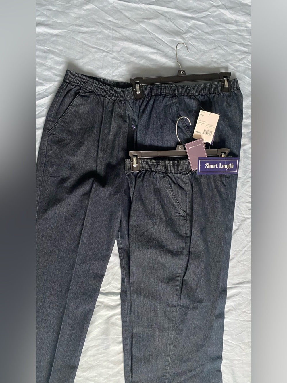 Laura Scott Dark Wash Denim Pull-On Pants - Navy Blue